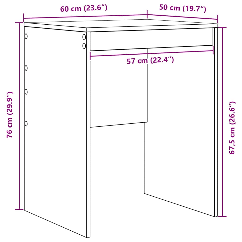 Skrivebord Hvit 60 X 50 X 76 Cm