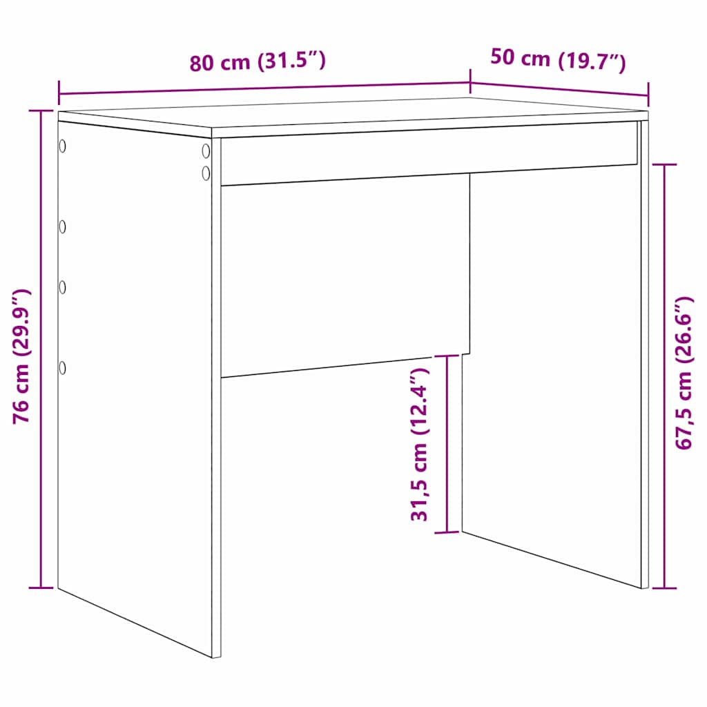 Skrivebord Sonoma Eik 80 X 50 X 76 Cm