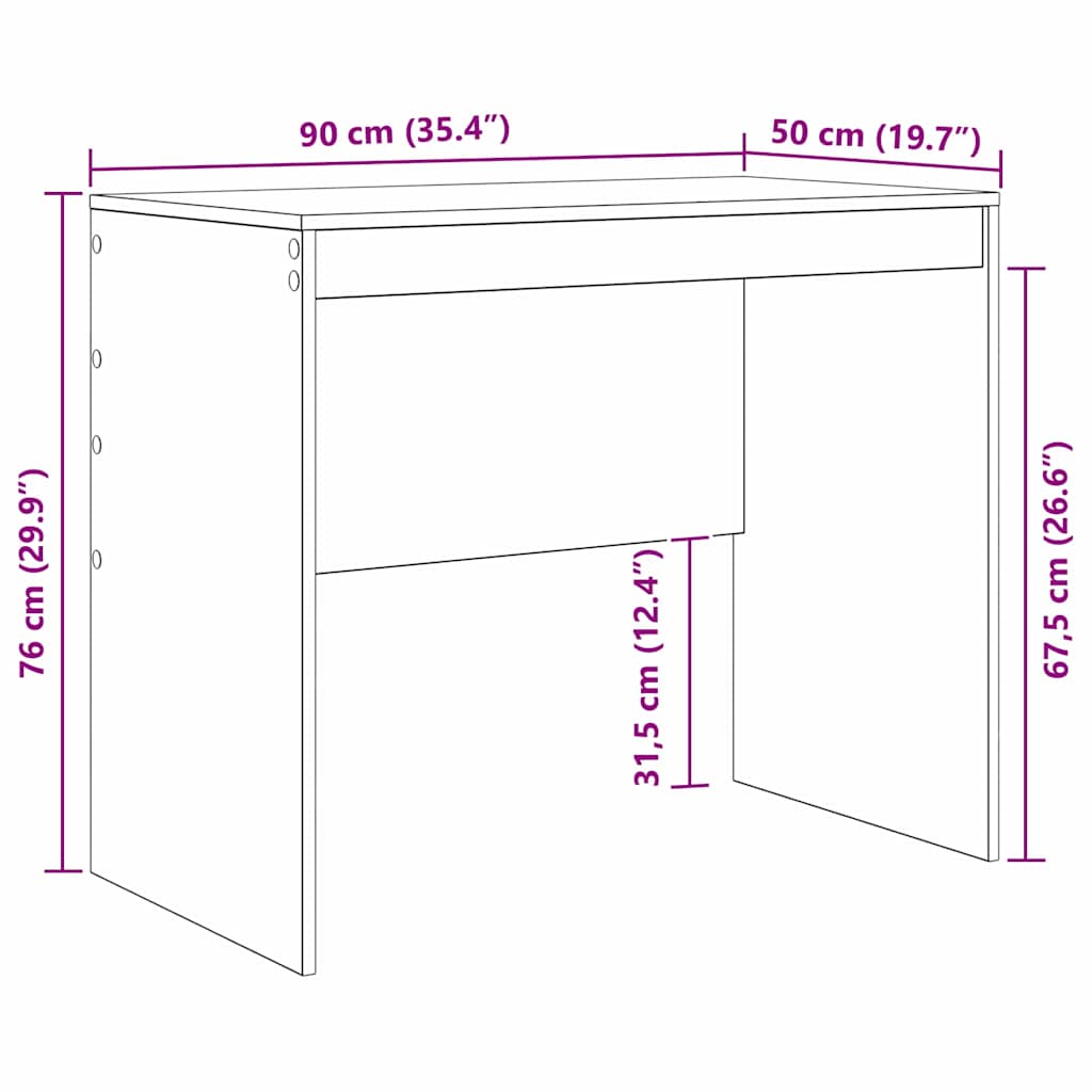 Skrivebord Sonoma Eik 90 X 50 X 76 Cm