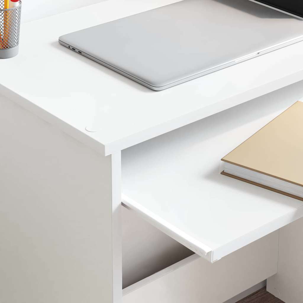 Skrivebord Med Skuff Hvit 120,5 X 44 X 88,5 Cm Konstruert Tre
