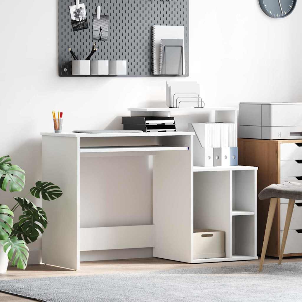 Skrivebord Med Skuff Hvit 120,5 X 44 X 88,5 Cm Konstruert Tre