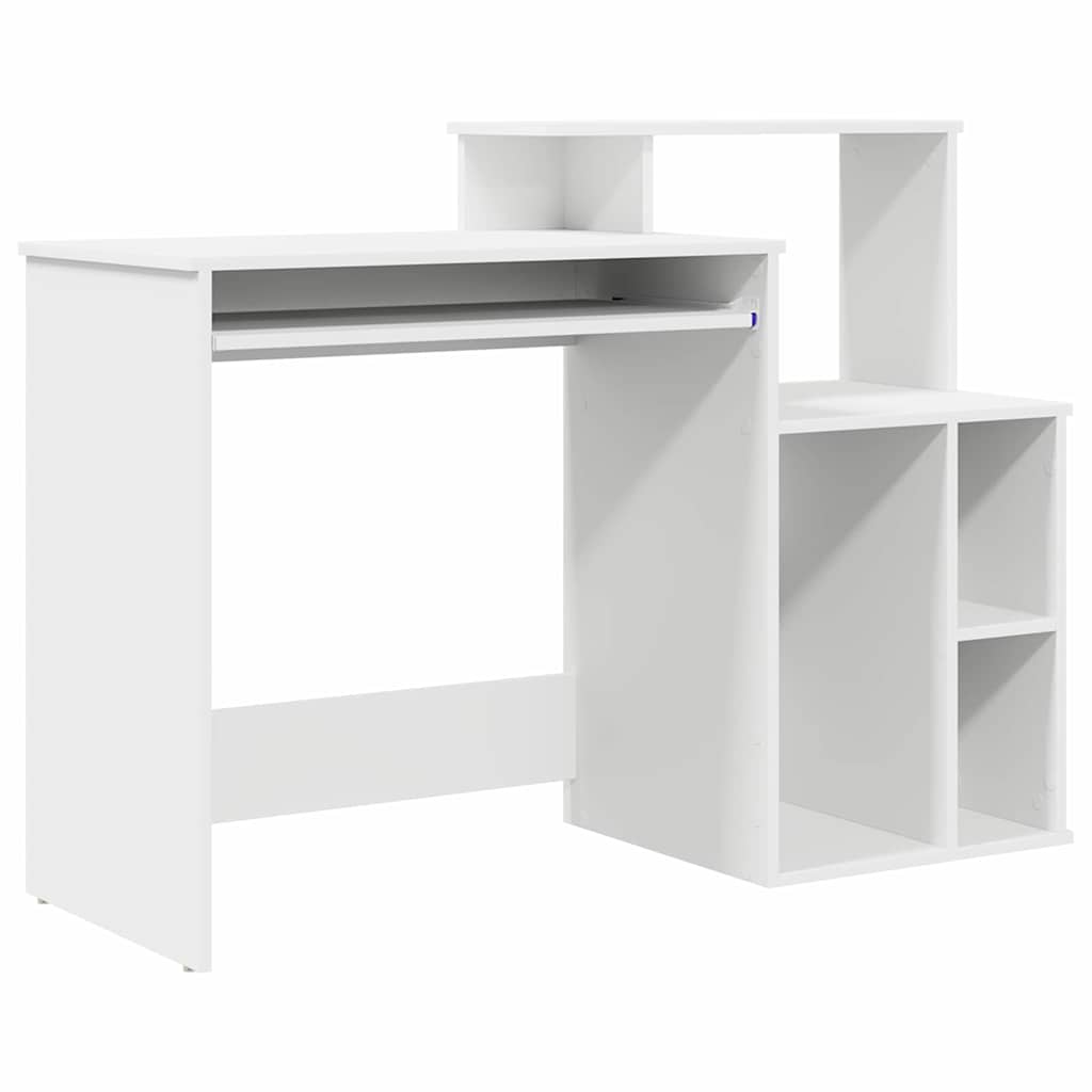 Skrivebord Med Skuff Hvit 120,5 X 44 X 88,5 Cm Konstruert Tre