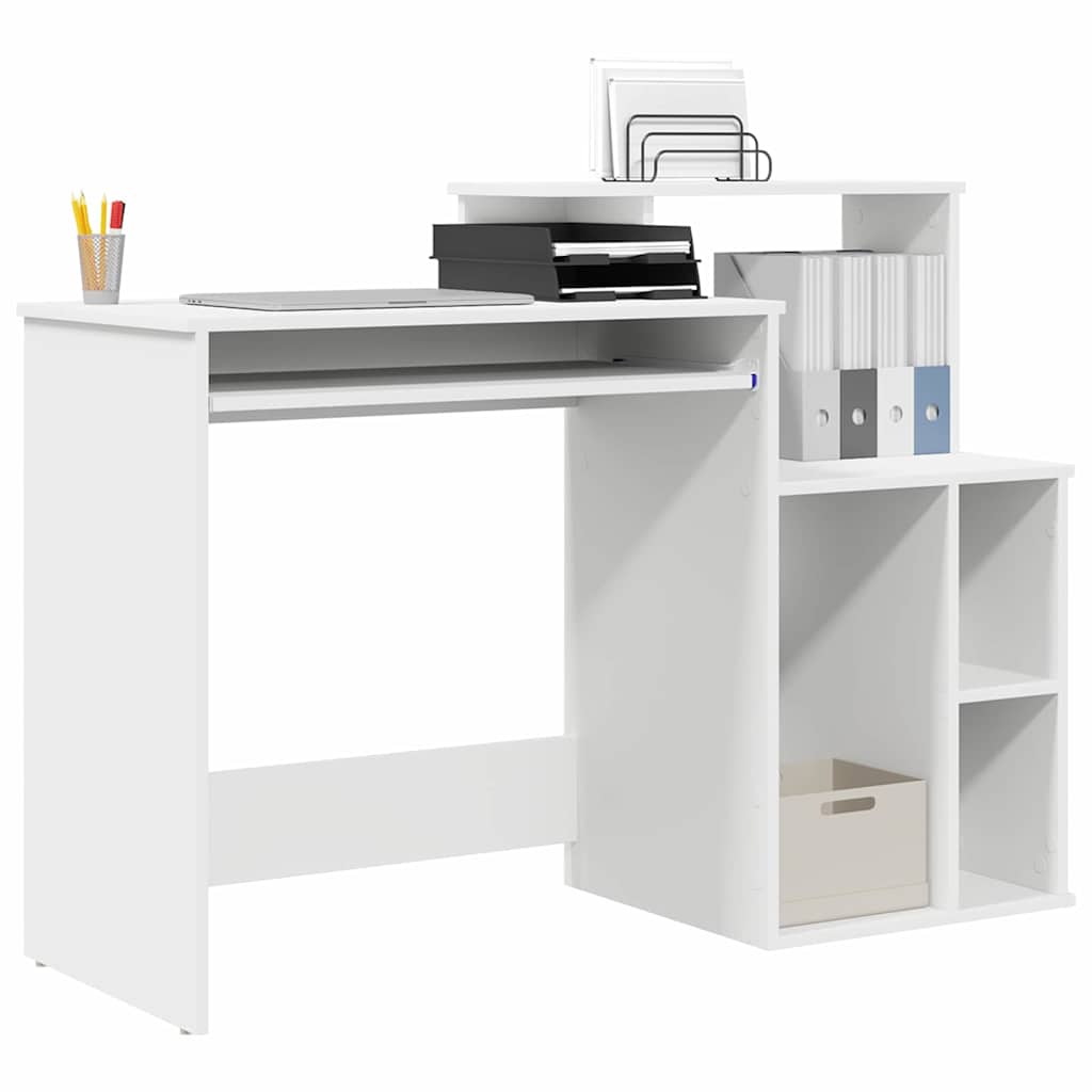 Skrivebord Med Skuff Hvit 120,5 X 44 X 88,5 Cm Konstruert Tre