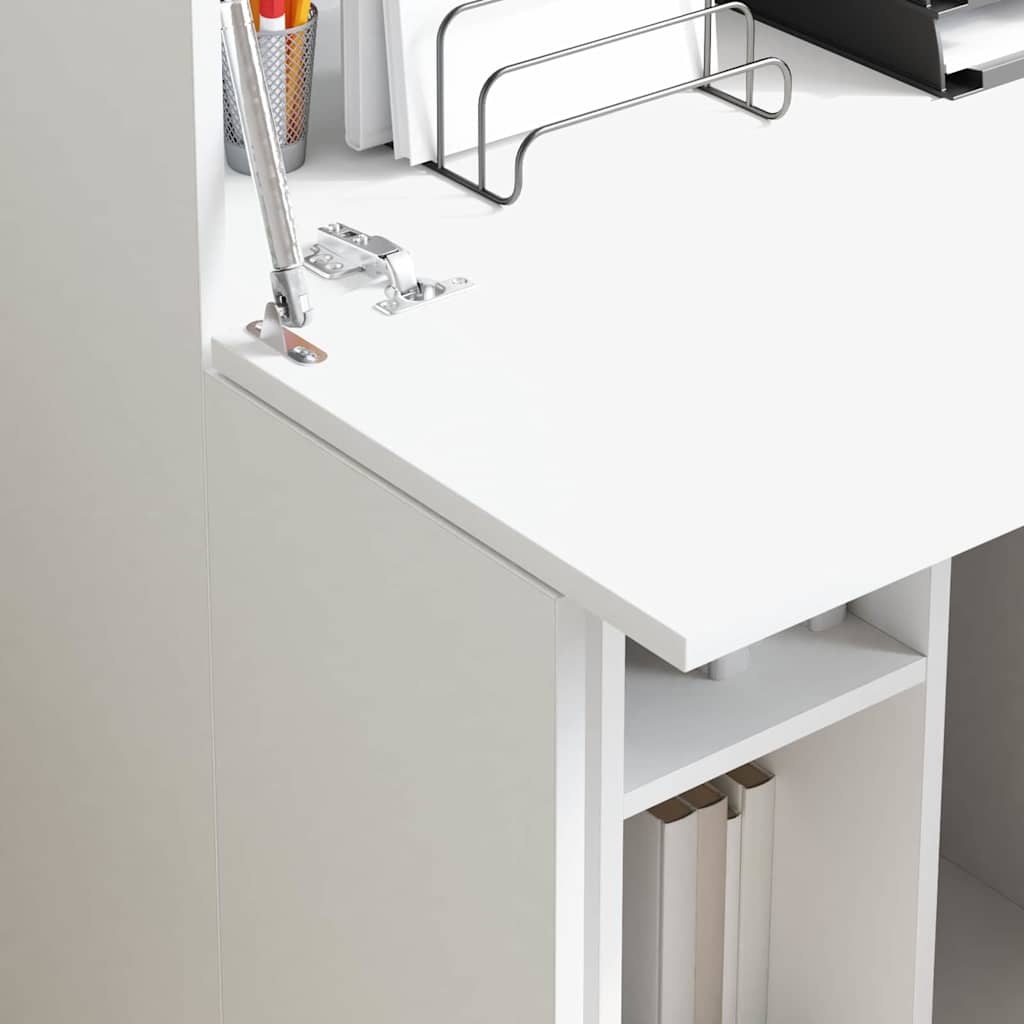 Skrivebord Med Hylle Hvit 71.5 X 31.5 X 106.5 Cm Konstruert Tre