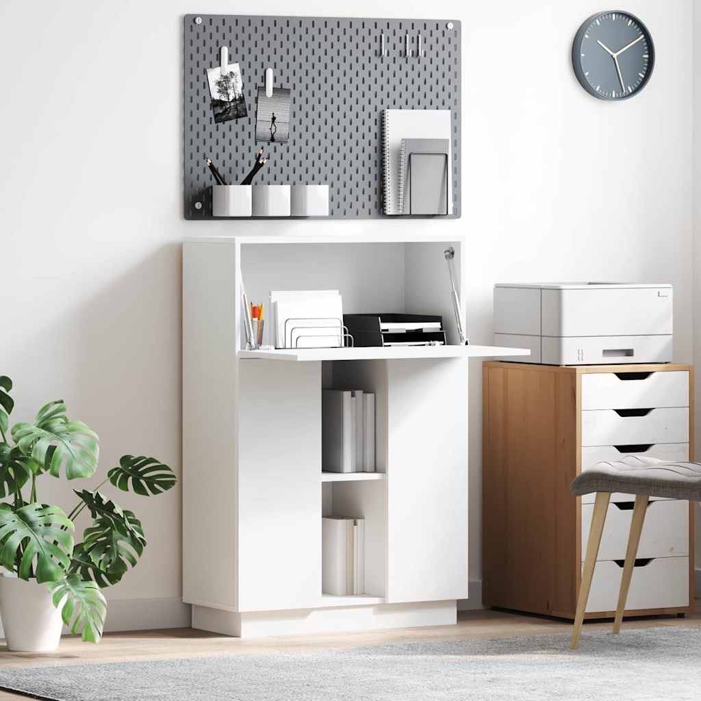 Skrivebord Med Hylle Hvit 71.5 X 31.5 X 106.5 Cm Konstruert Tre