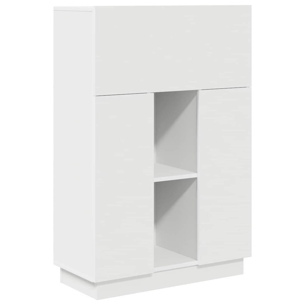 Skrivebord Med Hylle Hvit 71.5 X 31.5 X 106.5 Cm Konstruert Tre