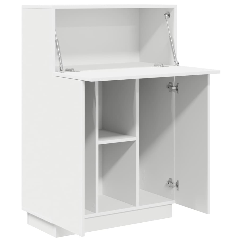 Skrivebord Med Hylle Hvit 71.5 X 31.5 X 106.5 Cm Konstruert Tre