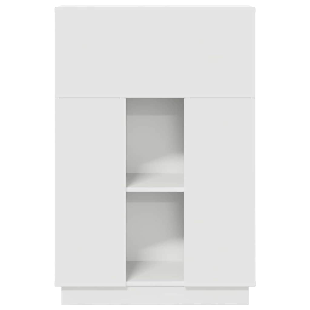 Skrivebord Med Hylle Hvit 71.5 X 31.5 X 106.5 Cm Konstruert Tre