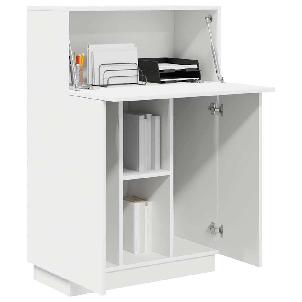 Skrivebord Med Hylle Hvit 71.5 X 31.5 X 106.5 Cm Konstruert Tre