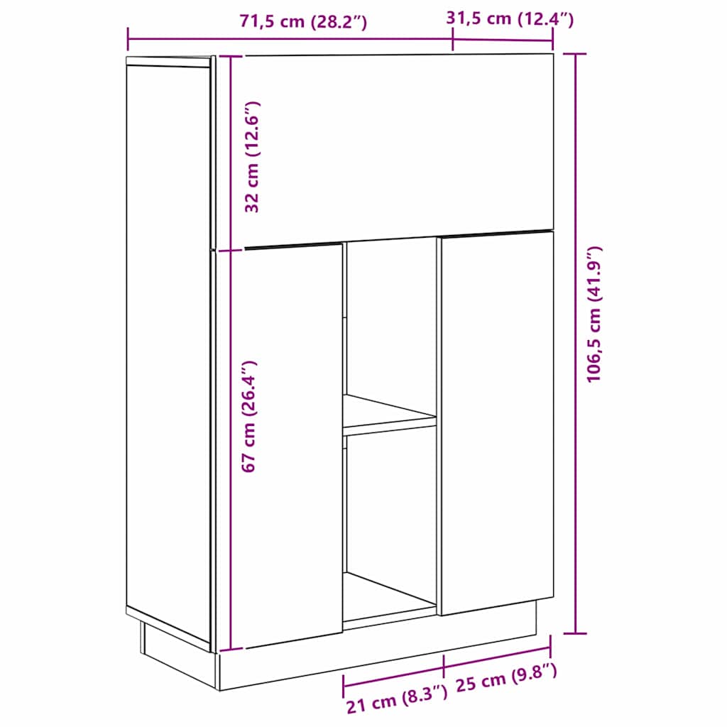Skrivebord Sonoma Eik 71.5 X 31.5 X 106.5 Cm Konstruert Tre