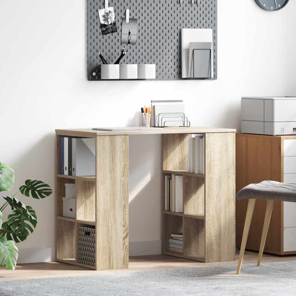 Skrivebord Med Hylle Sonoma Eik 90 X 50 X 75 Cm Konstruert Tre