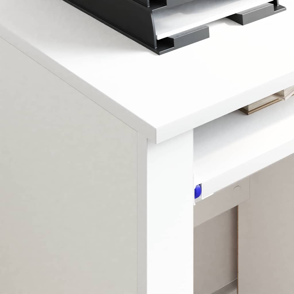 Skrivebord Med Hjul Hvit 91 X 50 X 77 Cm Konstruert Tre