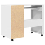 Skrivebord Med Hjul Hvit 91 X 50 X 77 Cm Konstruert Tre