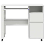 Skrivebord Med Hjul Hvit 91 X 50 X 77 Cm Konstruert Tre
