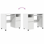 Skrivebord Med Hjul Hvit 91 X 50 X 77 Cm Konstruert Tre