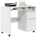 Skrivebord Med Hjul Hvit 91 X 50 X 77 Cm Konstruert Tre