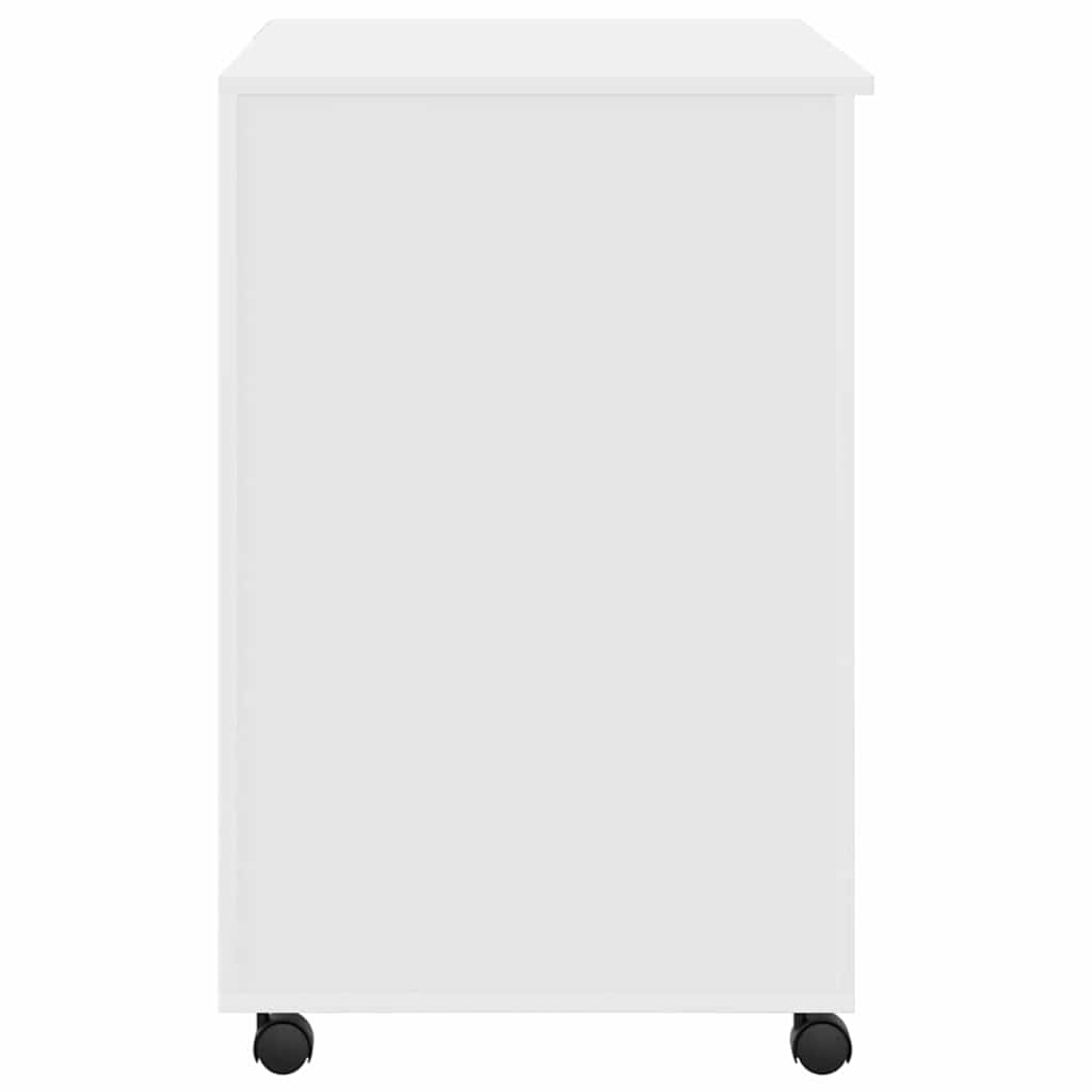 Skrivebord Med Hjul Hvit 91 X 50 X 77 Cm Konstruert Tre