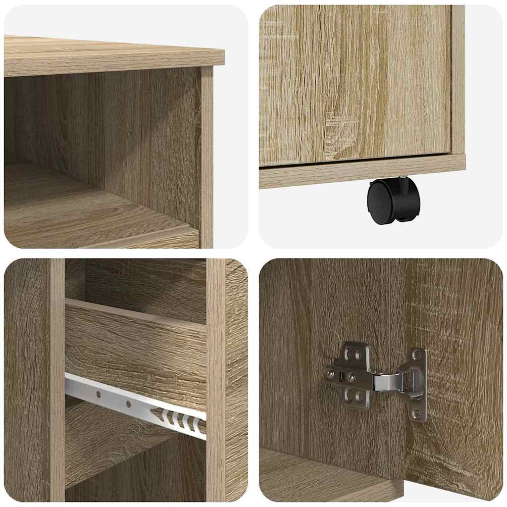 Skrivebord Med Hjul Sonoma Eik 91 X 50 X 77 Cm Konstruert Tre