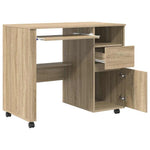 Skrivebord Med Hjul Sonoma Eik 91 X 50 X 77 Cm Konstruert Tre