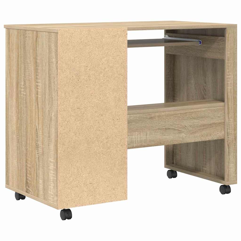 Skrivebord Med Hjul Sonoma Eik 91 X 50 X 77 Cm Konstruert Tre