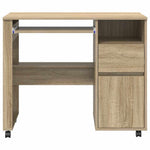 Skrivebord Med Hjul Sonoma Eik 91 X 50 X 77 Cm Konstruert Tre