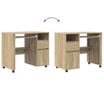 Skrivebord Med Hjul Sonoma Eik 91 X 50 X 77 Cm Konstruert Tre