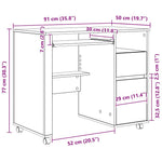 Skrivebord Med Hjul Sonoma Eik 91 X 50 X 77 Cm Konstruert Tre