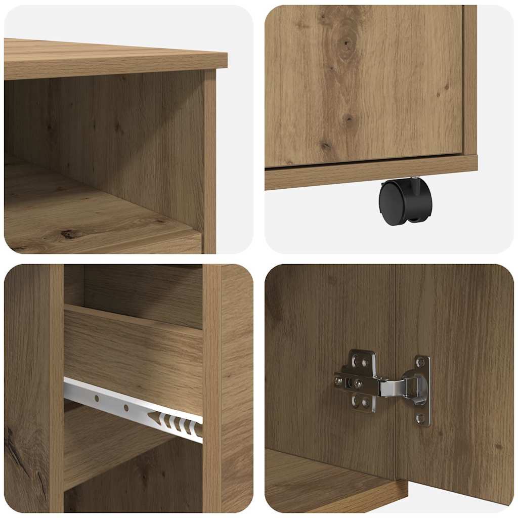 Skrivebord Med Hjul Artisan Eik 91 X 50 X 77 Cm Konstruert Tre