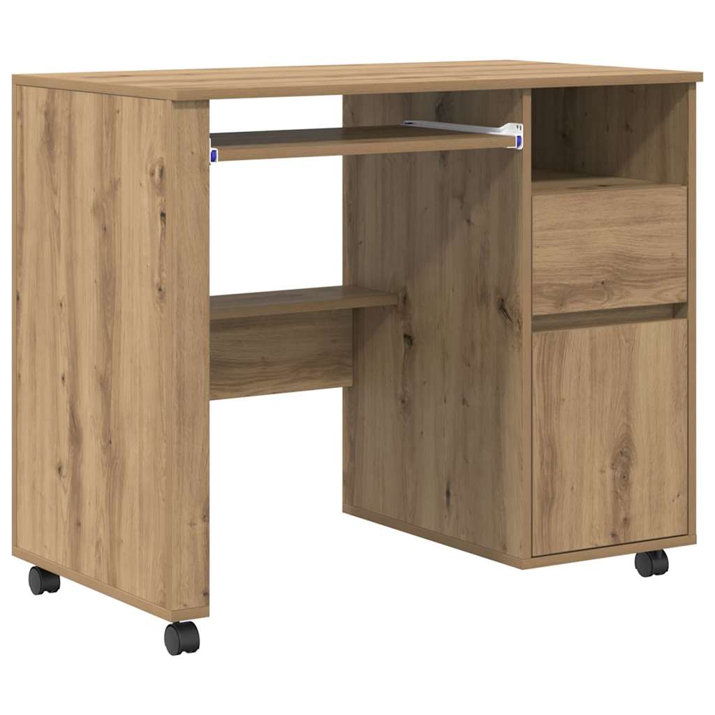 Skrivebord Med Hjul Artisan Eik 91 X 50 X 77 Cm Konstruert Tre