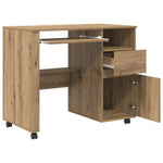 Skrivebord Med Hjul Artisan Eik 91 X 50 X 77 Cm Konstruert Tre