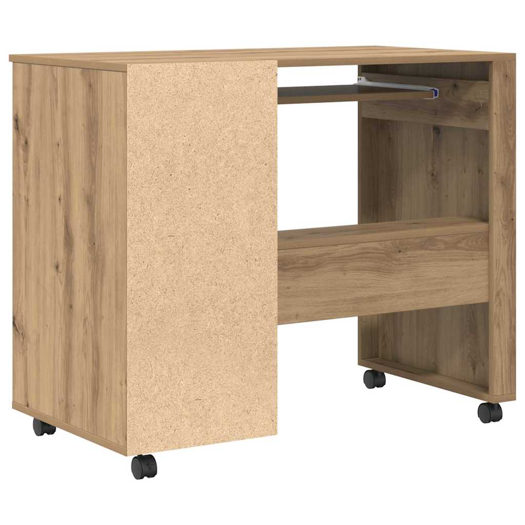 Skrivebord Med Hjul Artisan Eik 91 X 50 X 77 Cm Konstruert Tre