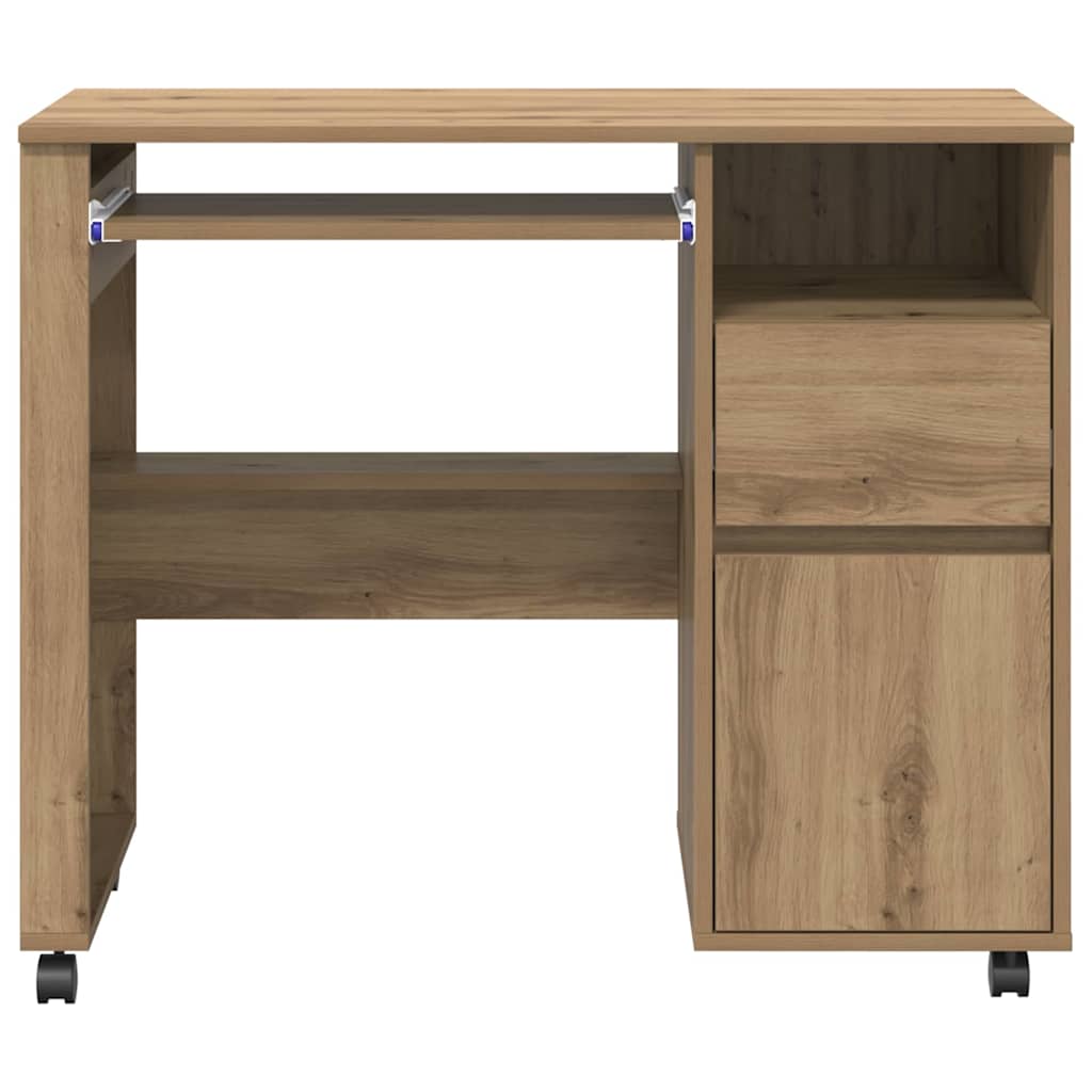 Skrivebord Med Hjul Artisan Eik 91 X 50 X 77 Cm Konstruert Tre