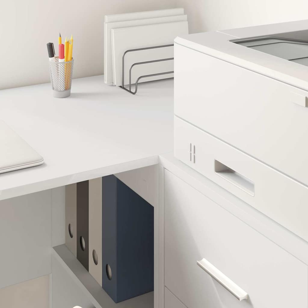 Skrivebord Med Hylle Hvit 102 X 50 X 75 Cm Konstruert Tre