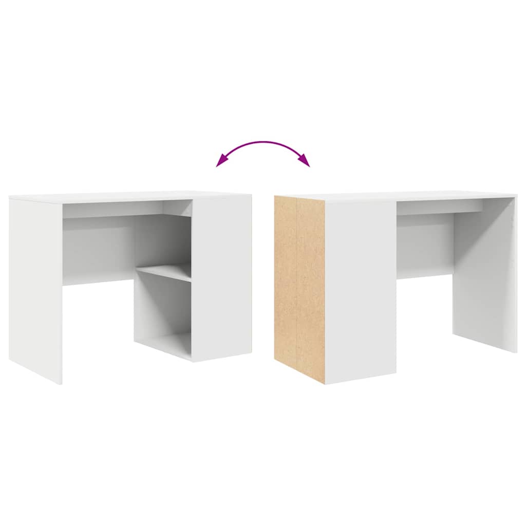 Skrivebord Med Hylle Hvit 102 X 50 X 75 Cm Konstruert Tre
