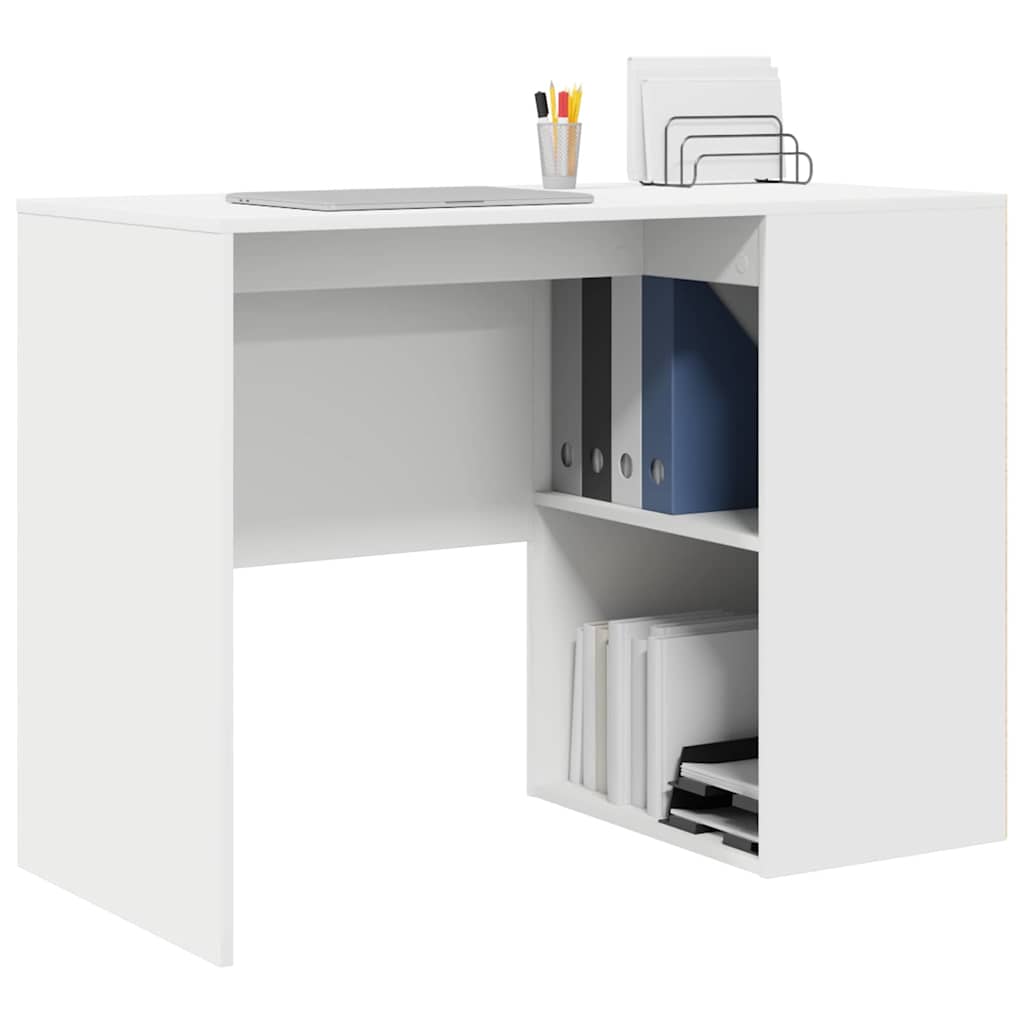 Skrivebord Med Hylle Hvit 102 X 50 X 75 Cm Konstruert Tre