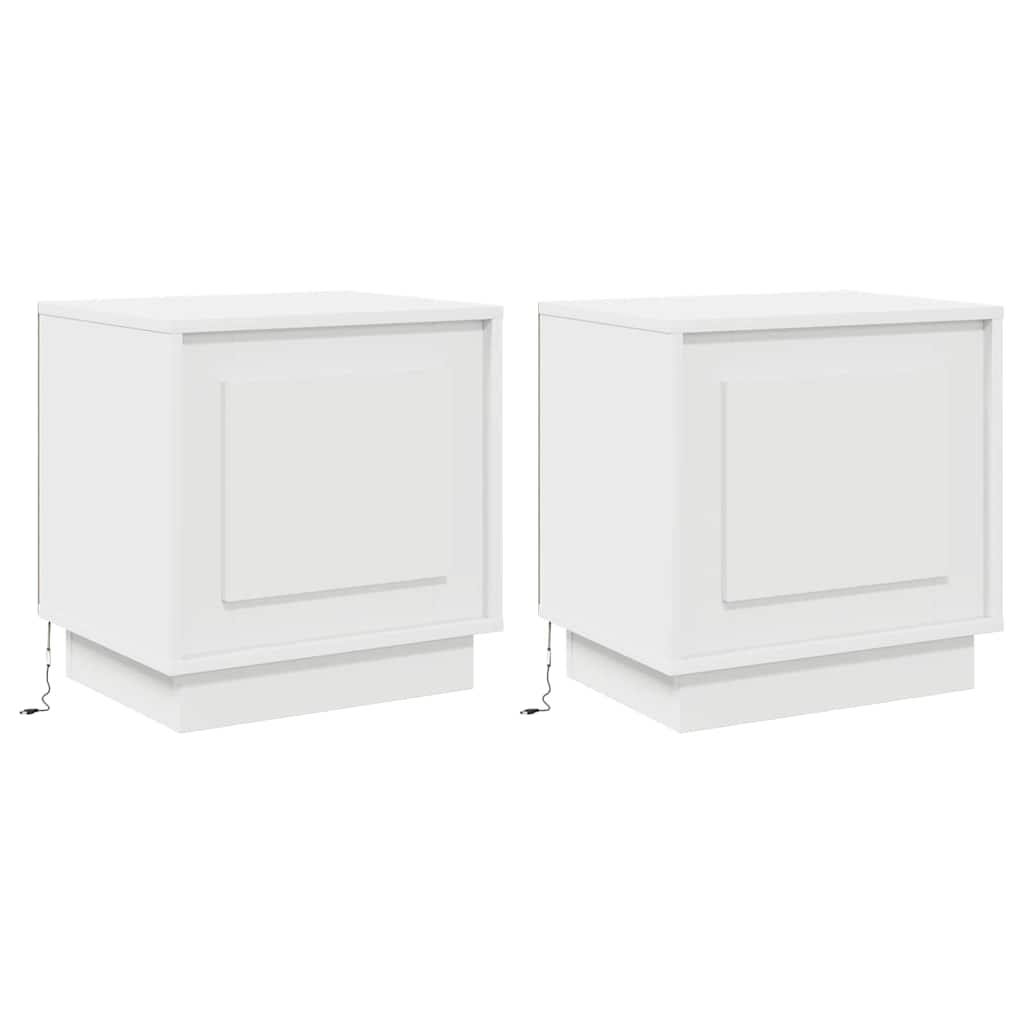 Nattbordskap 2 Pcs Hvit 44 X 34,5 X 45 Cm Konstruert Tre