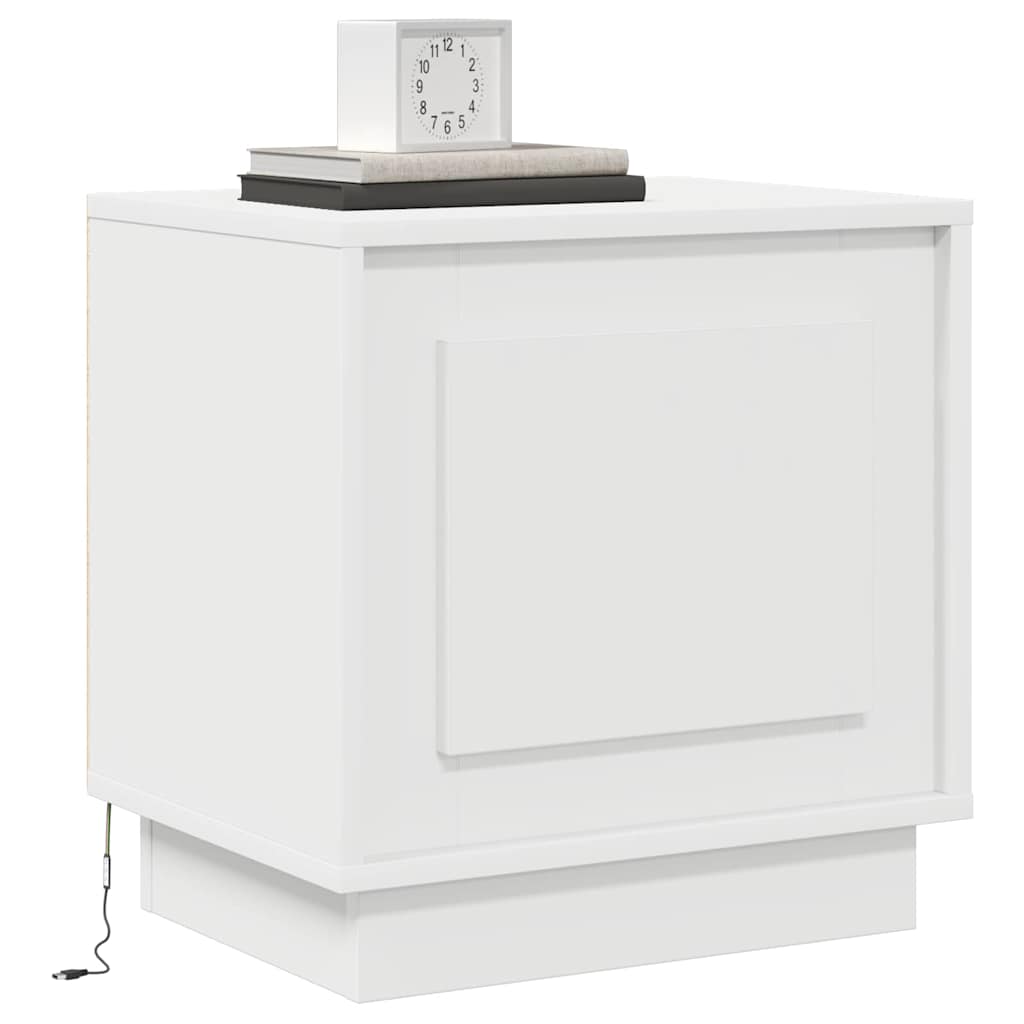 Nattbordskap 2 Pcs Hvit 44 X 34,5 X 45 Cm Konstruert Tre