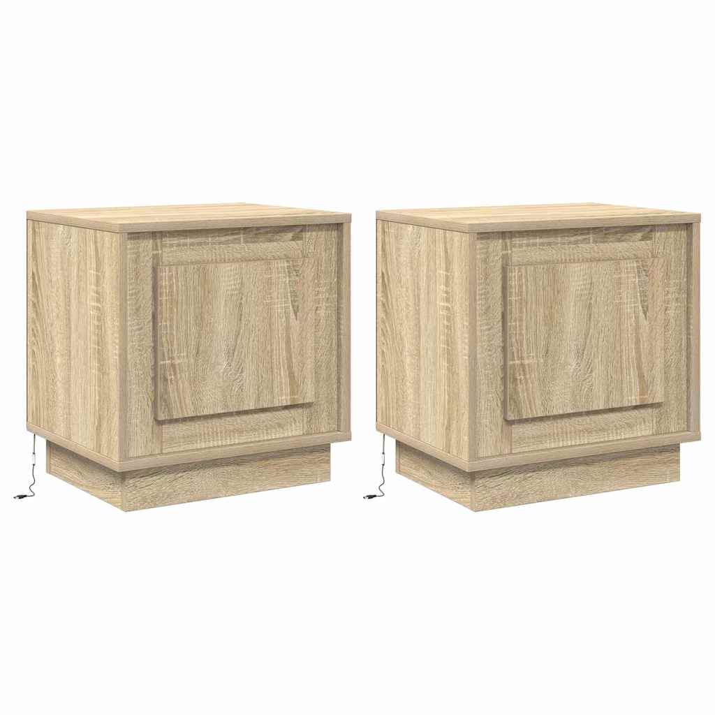 Nattbordskap 2 Pcs Sonoma Eik 44 X 34,5 X 45 Cm Konstruert Tre