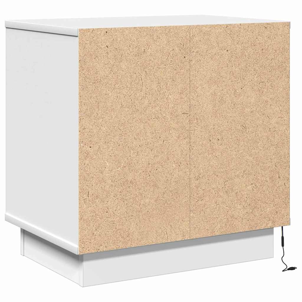 Nattbordskap Med Skuff Hvit 50 X 34,5 X 50 Cm. Konstruert Tre