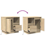 Nattbordskap 2 Pcs Sonoma Eik 50 X 34,5 X 50 Cm. Konstruert Tre