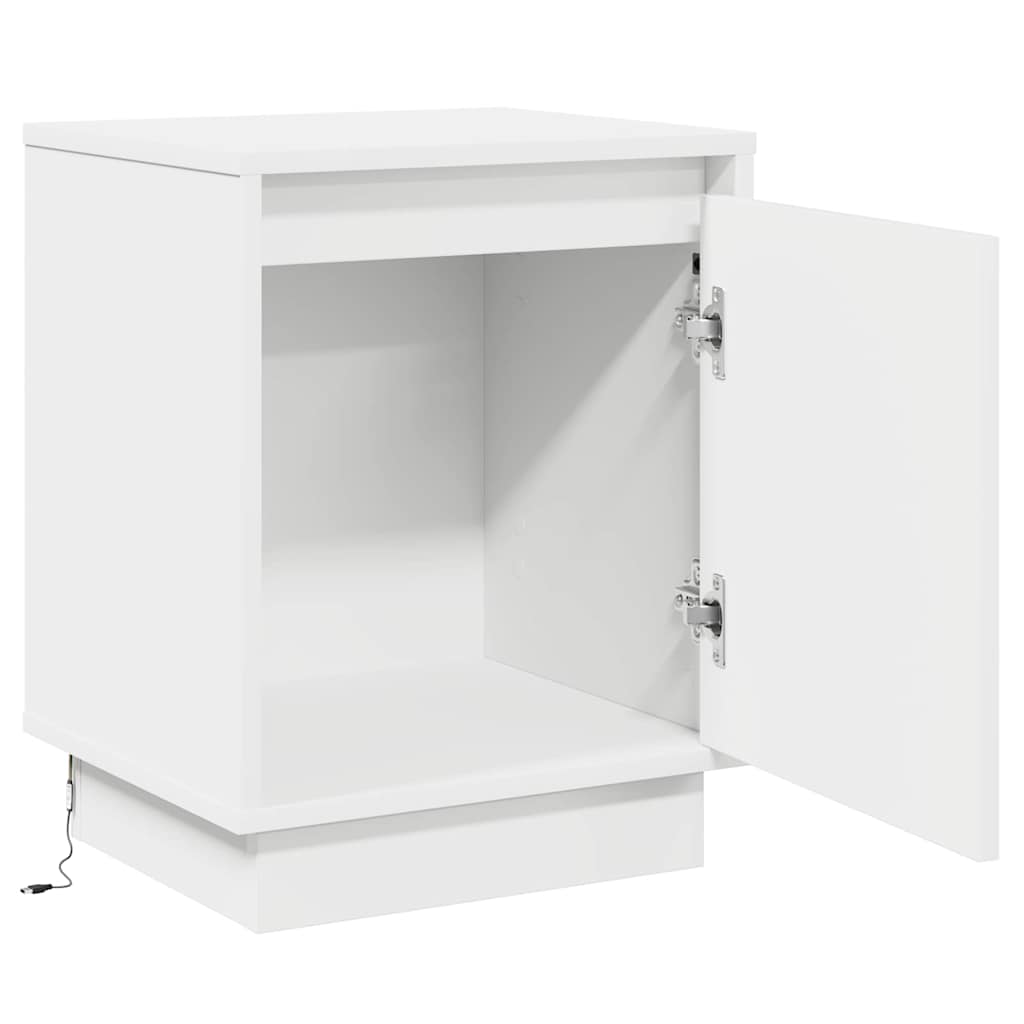 Nattbordskap Hvit 39 X 34,5 X 50 Cm Konstruert Tre