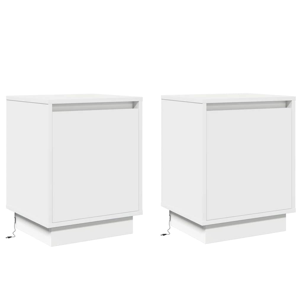 Nattbordskap 2 Pcs Hvit 39 X 34,5 X 50 Cm Konstruert Tre