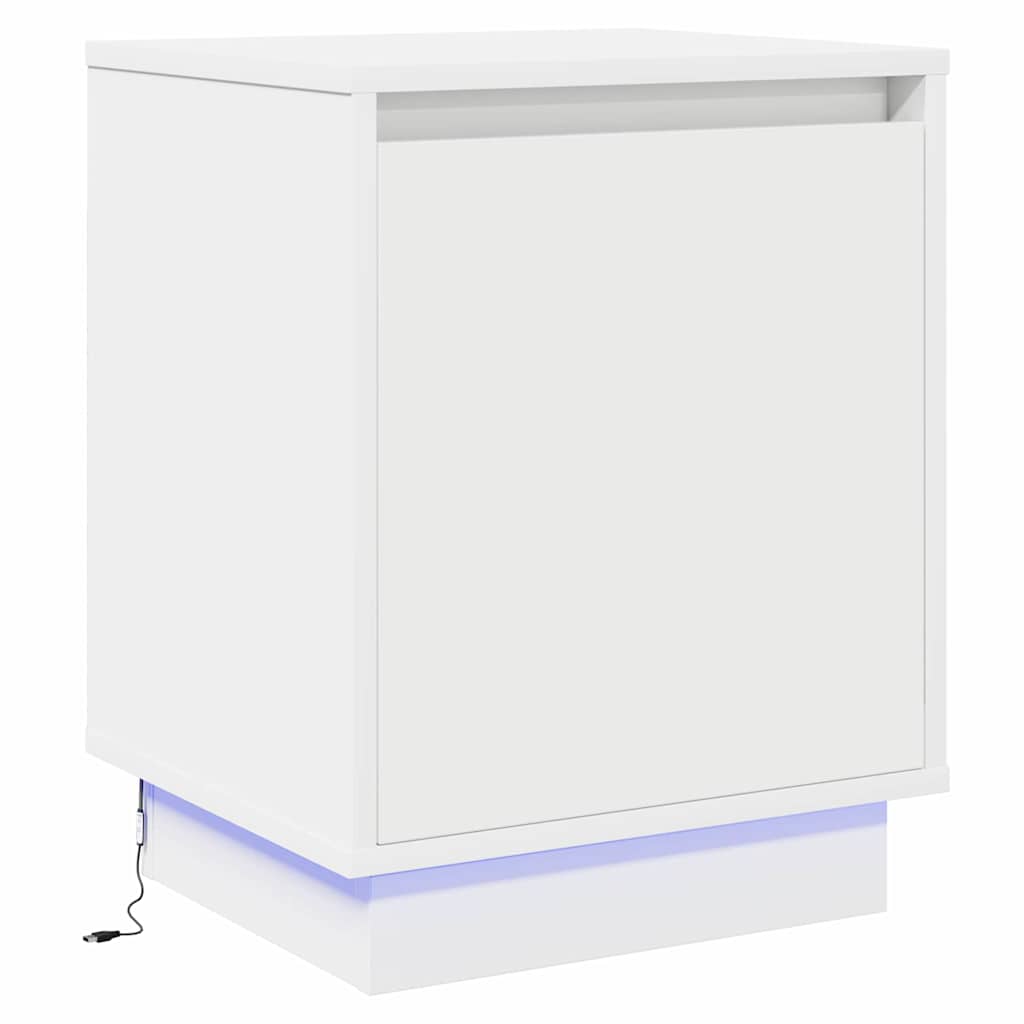 Nattbordskap 2 Pcs Hvit 39 X 34,5 X 50 Cm Konstruert Tre
