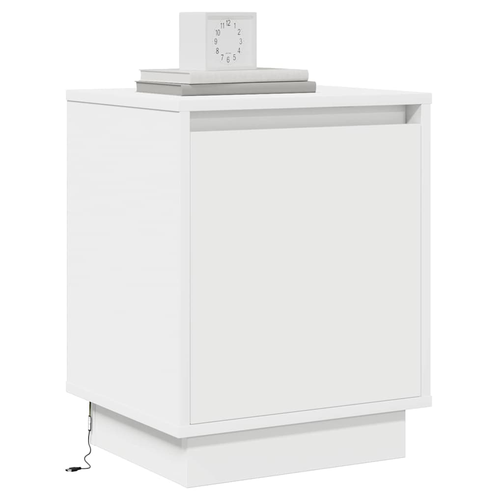 Nattbordskap 2 Pcs Hvit 39 X 34,5 X 50 Cm Konstruert Tre