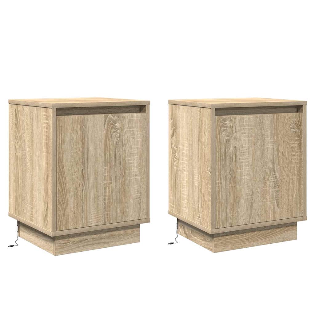 Nattbordskap 2 Pcs Sonoma Eik 39 X 34,5 X 50 Cm Konstruert Tre