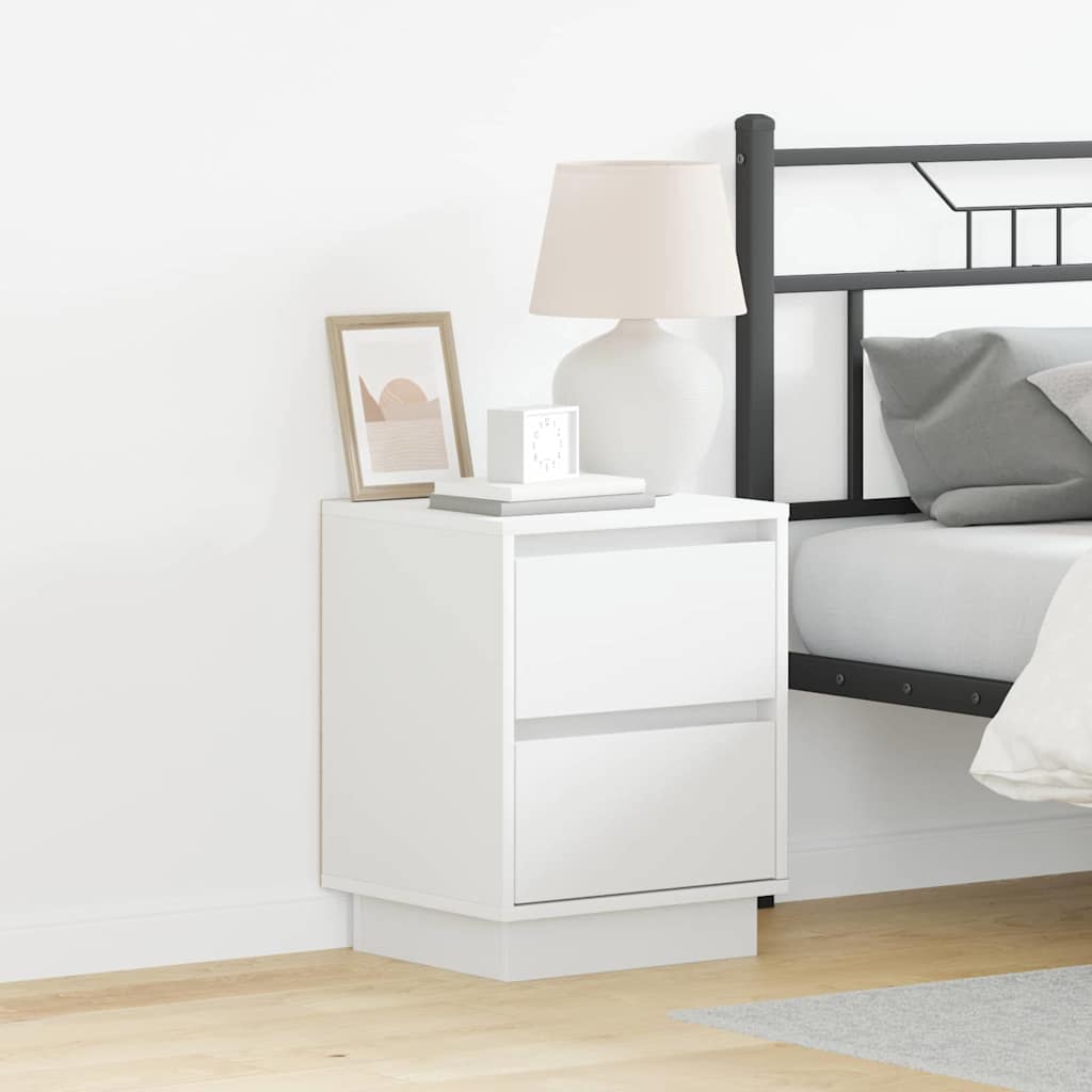 Nattbordskap 2 Pcs Hvit 39 X 34,5 X 50 Cm Konstruert Tre