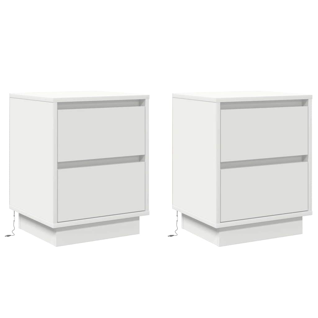 Nattbordskap 2 Pcs Hvit 39 X 34,5 X 50 Cm Konstruert Tre