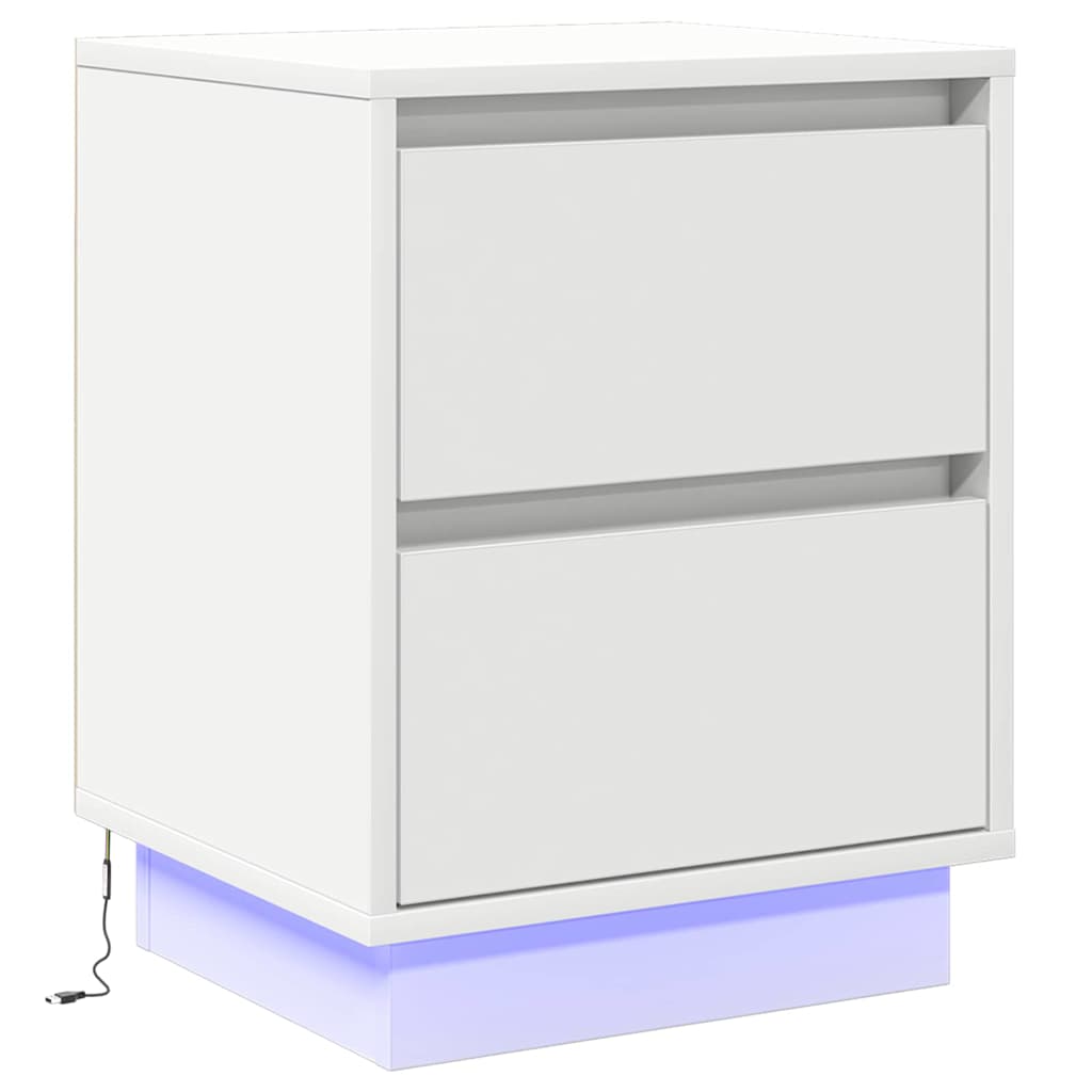 Nattbordskap 2 Pcs Hvit 39 X 34,5 X 50 Cm Konstruert Tre