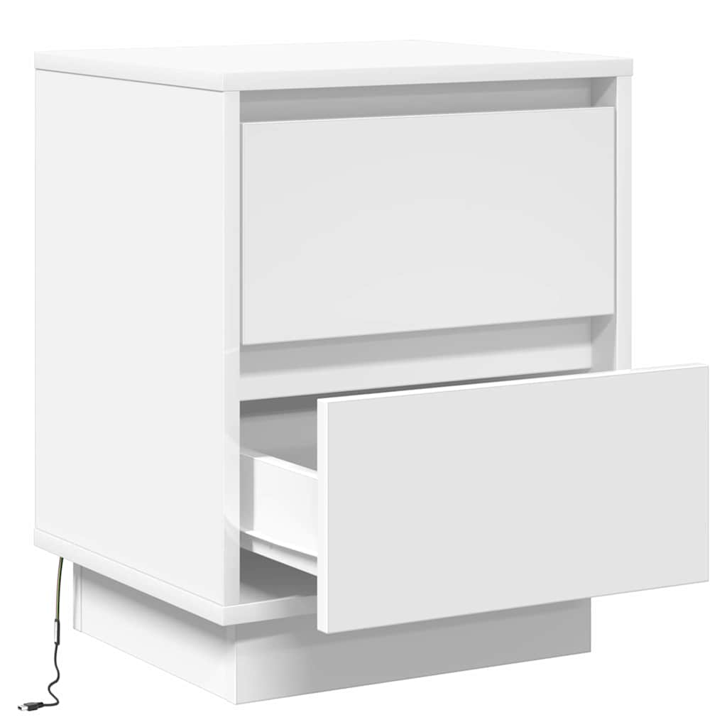 Nattbordskap 2 Pcs Hvit 39 X 34,5 X 50 Cm Konstruert Tre