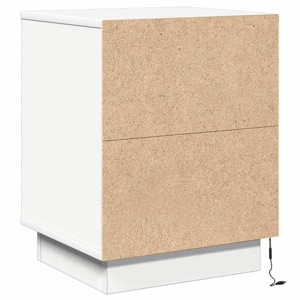 Nattbordskap 2 Pcs Hvit 39 X 34,5 X 50 Cm Konstruert Tre